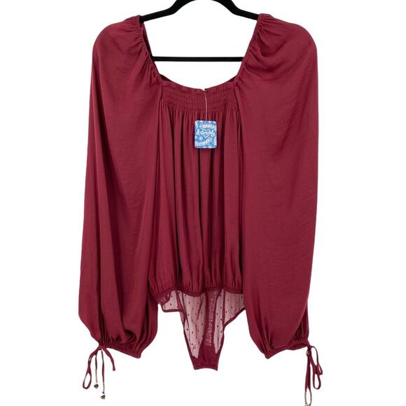 NEW Free People Another Round Bodysuit in Pomegranate Wine - Picture 4 of 14